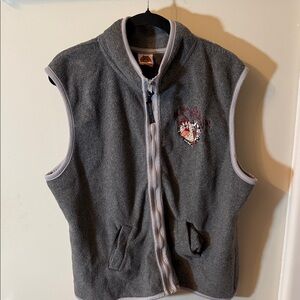 Women's Grey Fleece Vest with Embroidered Tasmanian Devil Detail